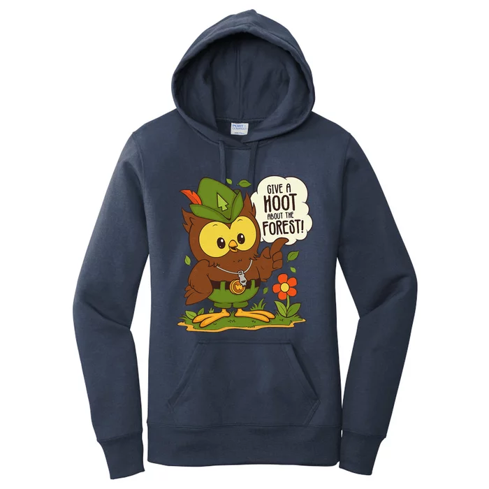 Woods.Y Owl Give A Hoot About The Forest Arbor Day Earth Day Women's Pullover Hoodie