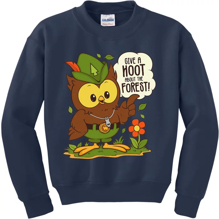 Woods.Y Owl Give A Hoot About The Forest Arbor Day Earth Day Kids Sweatshirt