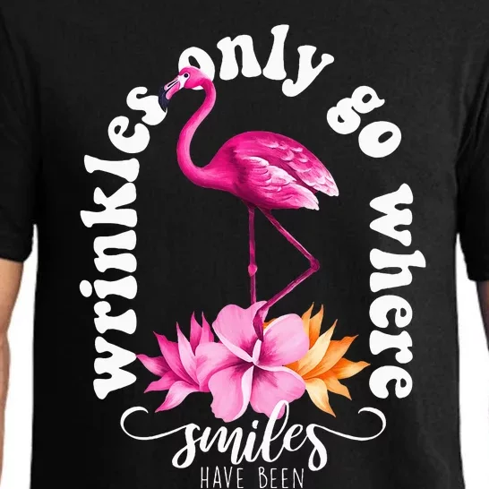 Wrinkles Only Go Where Smiles Have Been Flamingo Pajama Set