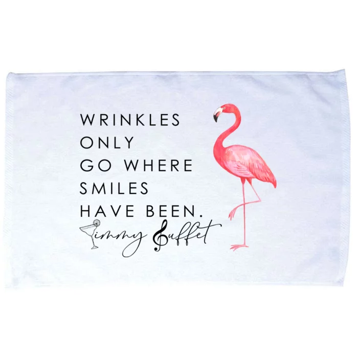 Wrinkles Only Go Where Smiles Have Been Cute Flamingo Microfiber Hand Towel