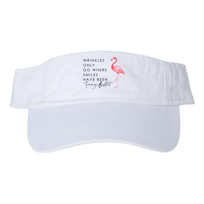 Wrinkles Only Go Where Smiles Have Been Cute Flamingo Valucap Bio-Washed Visor