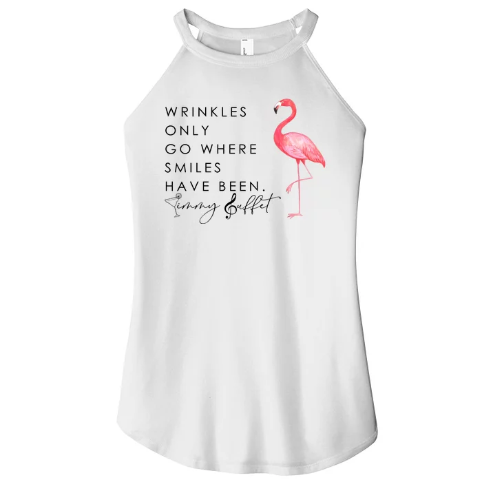 Wrinkles Only Go Where Smiles Have Been Cute Flamingo Women’s Perfect Tri Rocker Tank