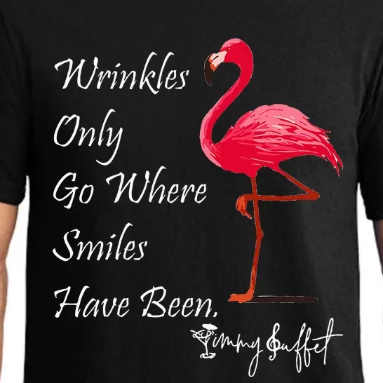 Wrinkles Only Go Where Smiles Have Been Flamingo Funny Pajama Set