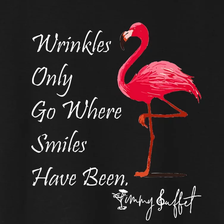 Wrinkles Only Go Where Smiles Have Been Flamingo Funny Women's Crop Top Tee