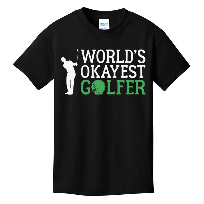 Worlds Okayest Golfer Golf Player Funny Golfing Dad Kids T-Shirt