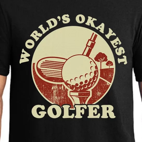 Worlds Okayest Golfer Golf Player Funny Golfing Dad Pajama Set