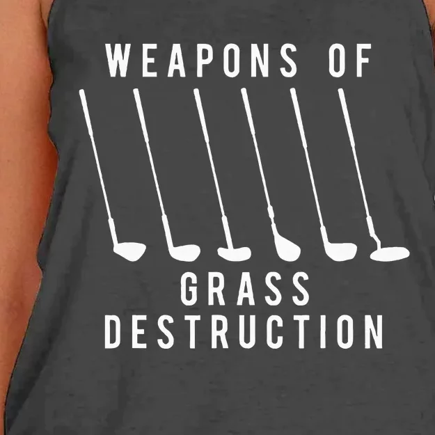 Weapons Of Grass Destruction Golf Lover Golfer Golfing Women's Knotted Racerback Tank