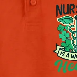 Work Of Heart Design St Patricks Nurse Gift Dry Zone Grid Performance Polo