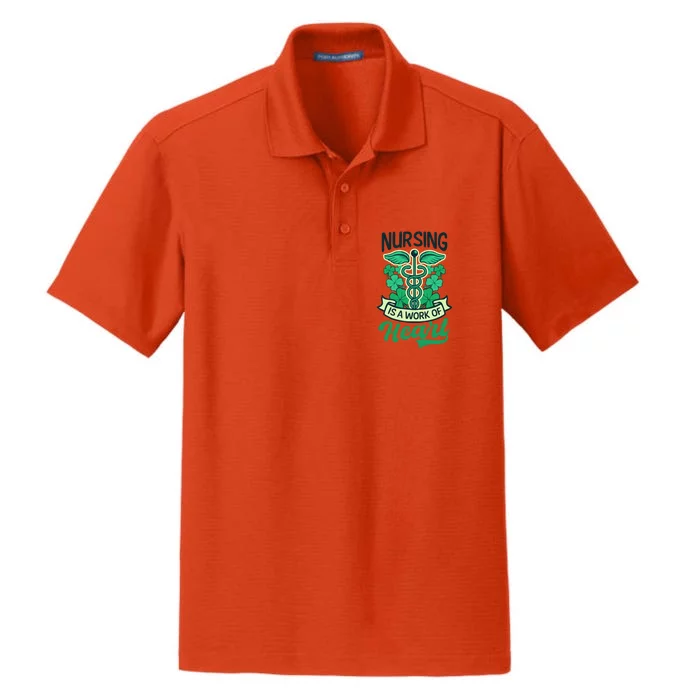 Work Of Heart Design St Patricks Nurse Gift Dry Zone Grid Performance Polo