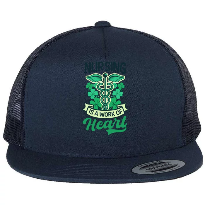 Work Of Heart Design St Patricks Nurse Gift Flat Bill Trucker Hat