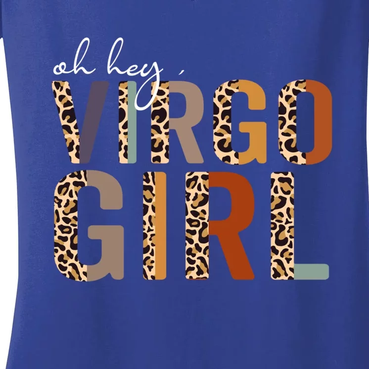 Wo Oh Hey Virgo Leopard August September Birthday Gift Women's V-Neck T-Shirt