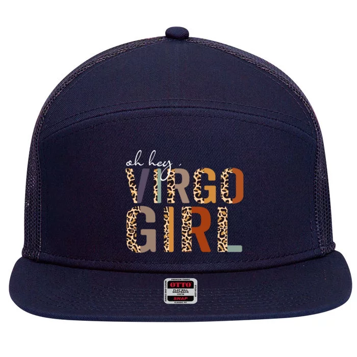 Wo Oh Hey Virgo Leopard August September Birthday Gift 7 Panel Mesh Trucker Snapback Hat