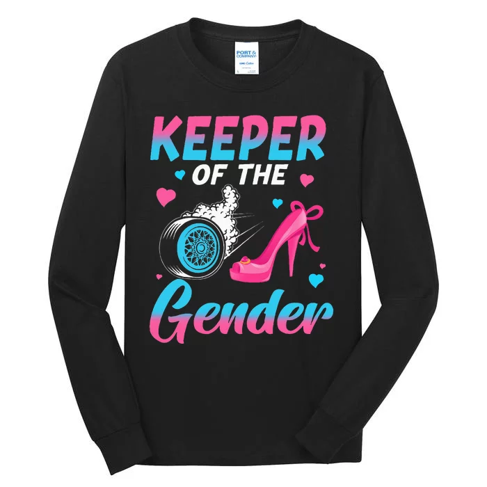 Wheels Or Heels Keeper Of The Gender Baby Reveal Party Tall Long Sleeve T-Shirt