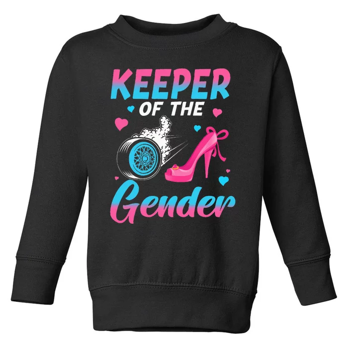 Wheels Or Heels Keeper Of The Gender Baby Reveal Party Toddler Sweatshirt