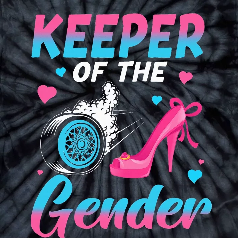 Wheels Or Heels Keeper Of The Gender Baby Reveal Party Tie-Dye T-Shirt