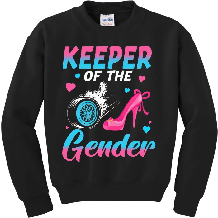 Wheels Or Heels Keeper Of The Gender Baby Reveal Party Kids Sweatshirt