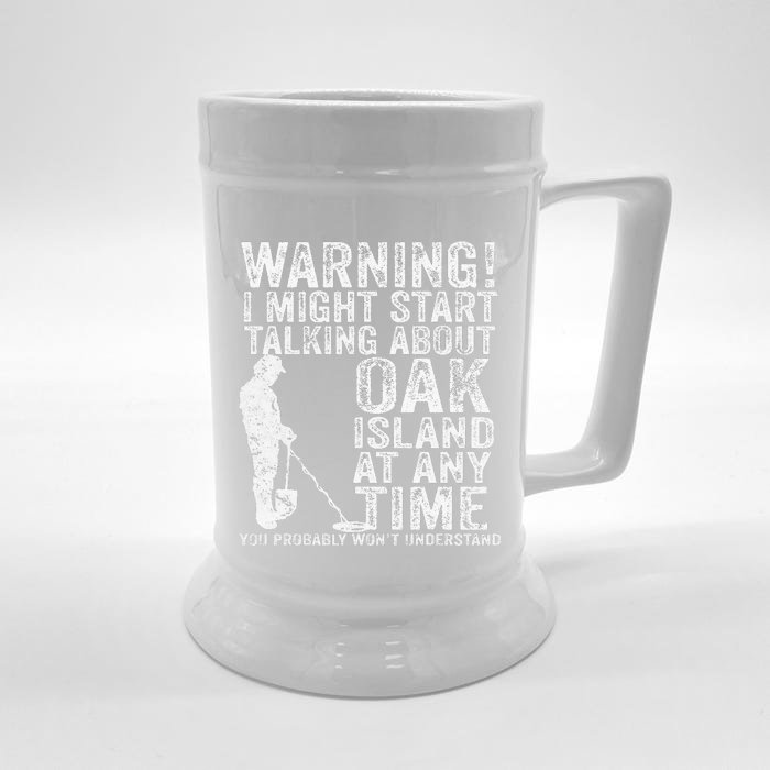 Warning Oak Island Metal Detecting Detector Funny Front & Back Beer Stein