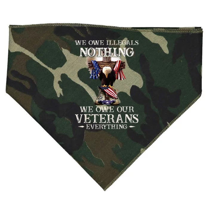 We Owe Illegals Nothing We Owe Our Veterans Everything USA-Made Doggie Bandana