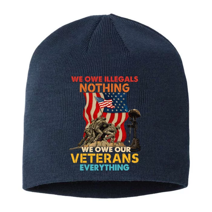 We Owe Illegals Nothing We Owe Our Veterans Everything 8 1/2in Sustainable Knit Beanie