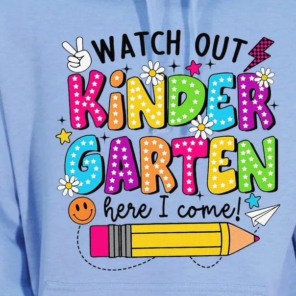 Watch Out Kindergarten Here I Come Kinder Back To School Unisex Surf Hoodie