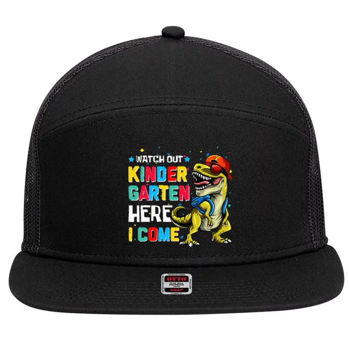 Watch Out Kindergarten Here I Come Dinosaur Back To School 7 Panel Mesh Trucker Snapback Hat