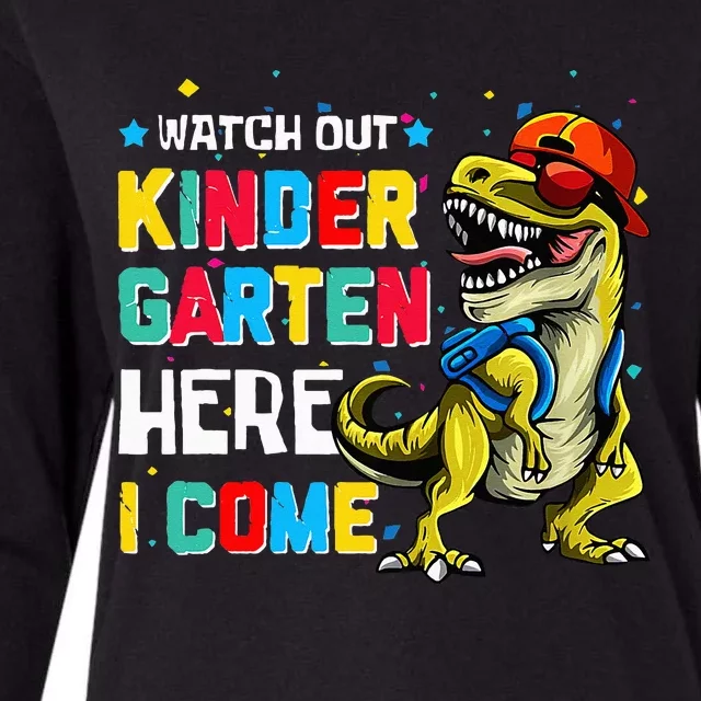 Watch Out Kindergarten Here I Come Dinosaur Back To School Womens Cotton Relaxed Long Sleeve T-Shirt