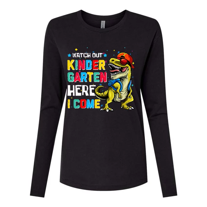 Watch Out Kindergarten Here I Come Dinosaur Back To School Womens Cotton Relaxed Long Sleeve T-Shirt