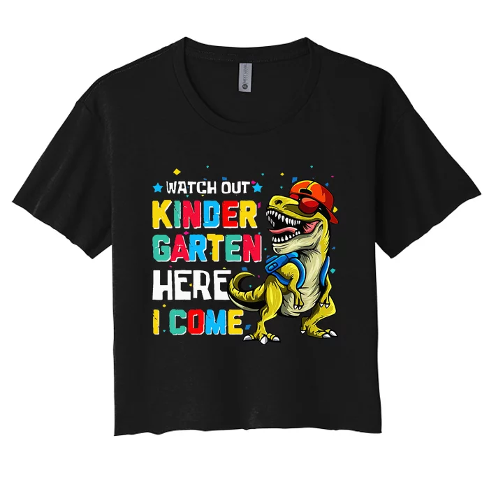 Watch Out Kindergarten Here I Come Dinosaur Back To School Women's Crop Top Tee