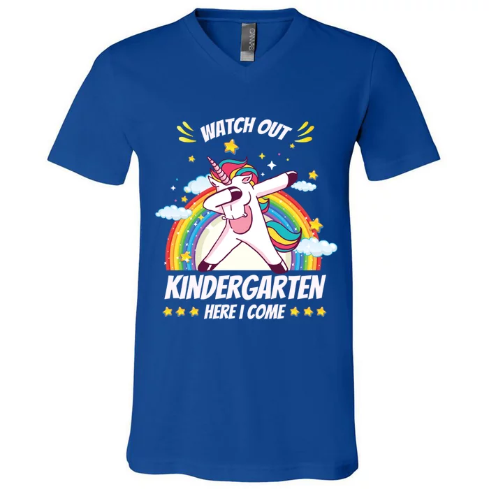 Watch Out Kindergarten Here I Come Unicorn Teacher Gift V-Neck T-Shirt