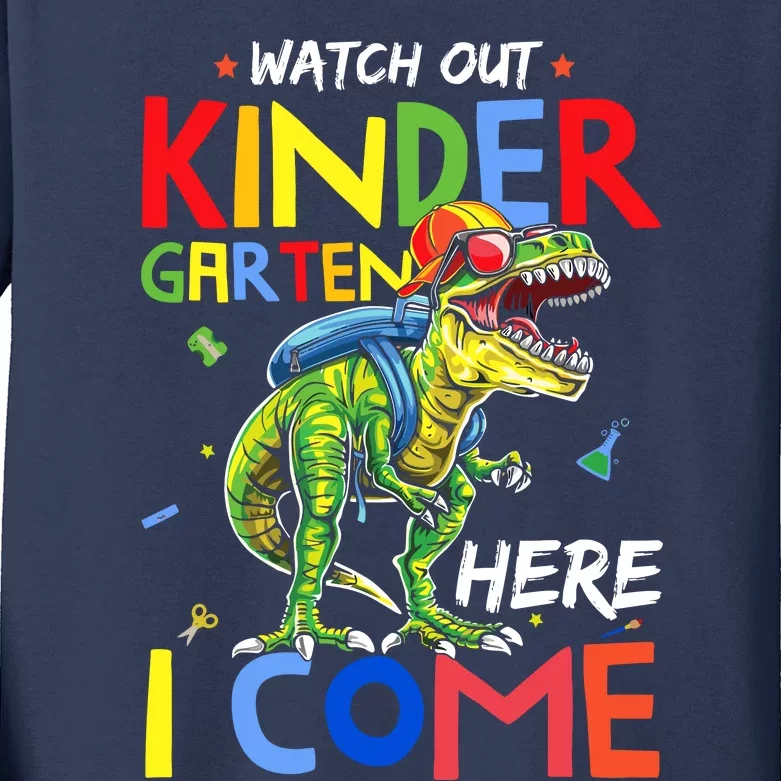 Watch Out Kindergarten Here I Come Dinosaurs Back To School Kids Long Sleeve Shirt