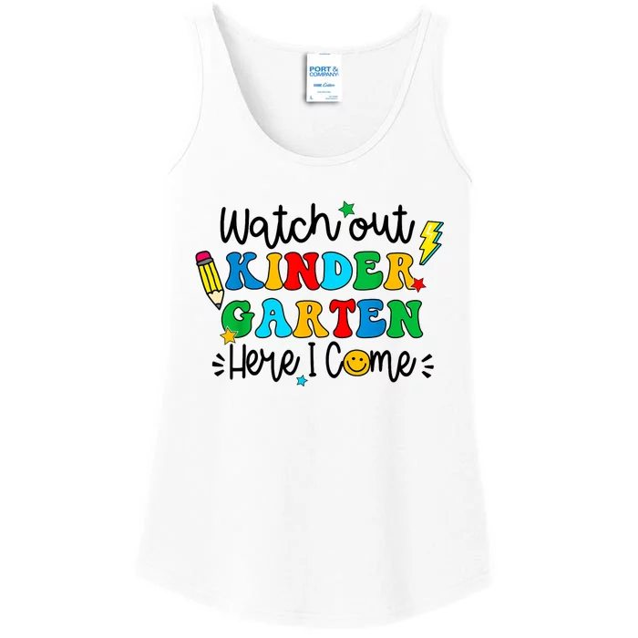 Watch Out Kindergarten Here I Come Back To School Ladies Essential Tank