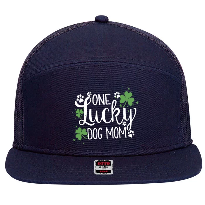 Wo One Lucky Dog Mom Gift St Patrick Day Cute Dog Mom Gift 7 Panel Mesh Trucker Snapback Hat