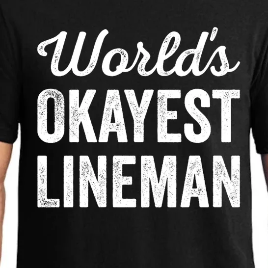 Worlds Okayest Lineman Funny Sarcastic American Football Pajama Set