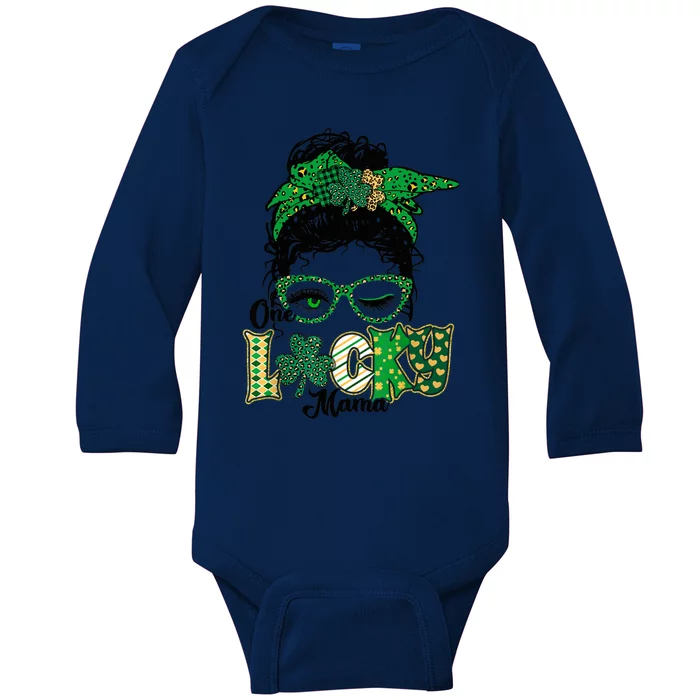 Wo One Lucky Mama St Patricks Day Mom Mother Shamrock Baby Long Sleeve Bodysuit