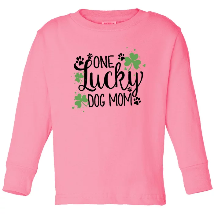 Wo One Lucky Dog Mom Gift St Patrick Day Cute Dog Mom Gift Toddler Long Sleeve Shirt