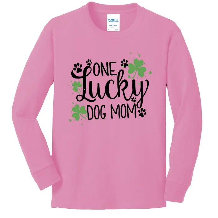 Wo One Lucky Dog Mom Gift St Patrick Day Cute Dog Mom Gift Kids Long Sleeve Shirt