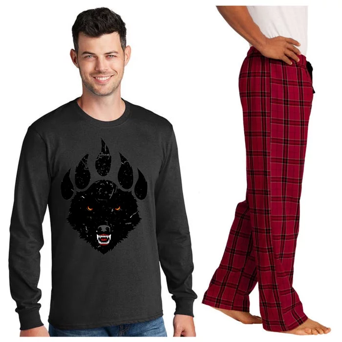 Wolf Claw Imprint Face Long Sleeve Pajama Set