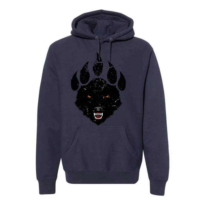 Wolf Claw Imprint Face Premium Hoodie