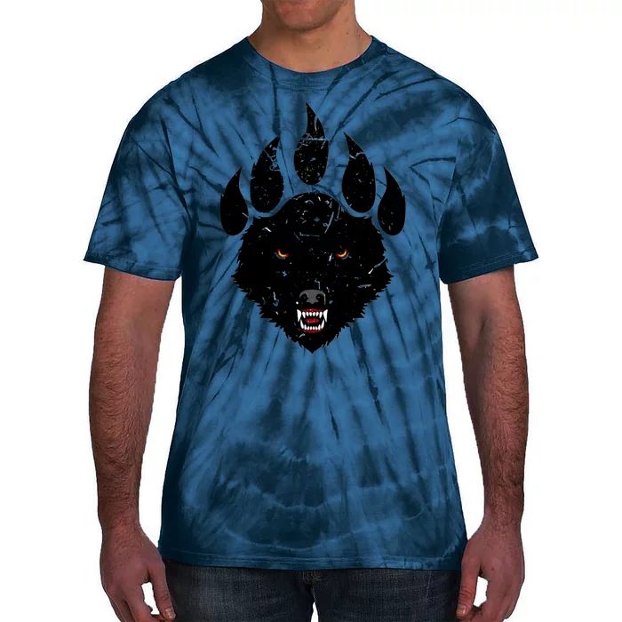 Wolf Claw Imprint Face Tie-Dye T-Shirt