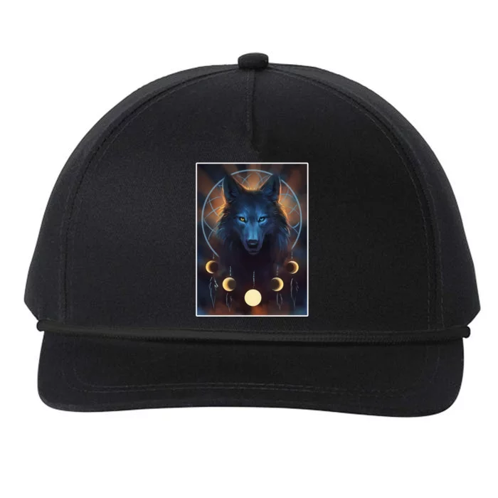 Wolf Dream Catcher Moon Phases Snapback Five-Panel Rope Hat