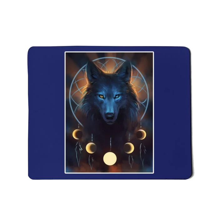 Wolf Dream Catcher Moon Phases Mousepad