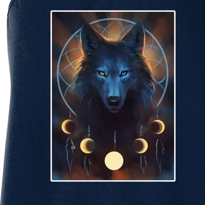 Wolf Dream Catcher Moon Phases Women's Racerback Tank