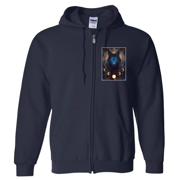 Wolf Dream Catcher Moon Phases Full Zip Hoodie