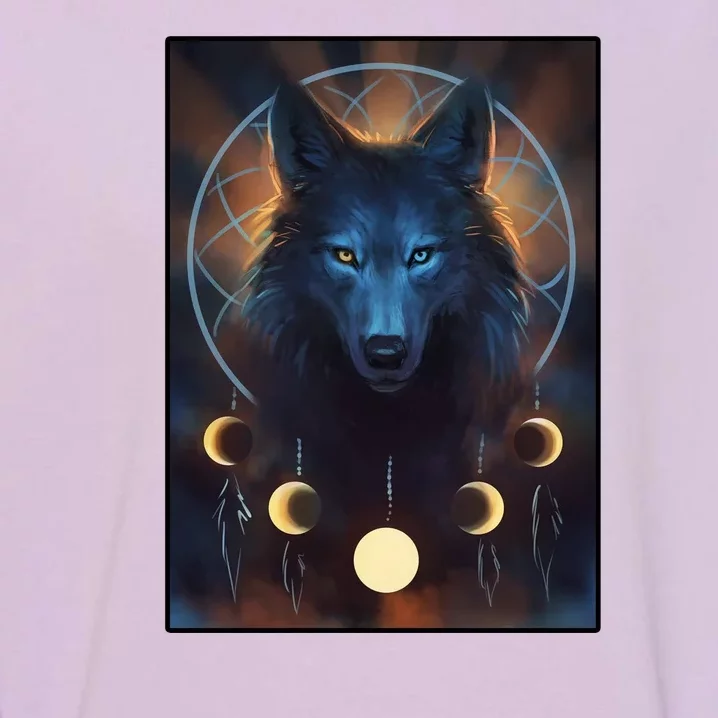 Wolf Dream Catcher Moon Phases Garment-Dyed Sweatshirt