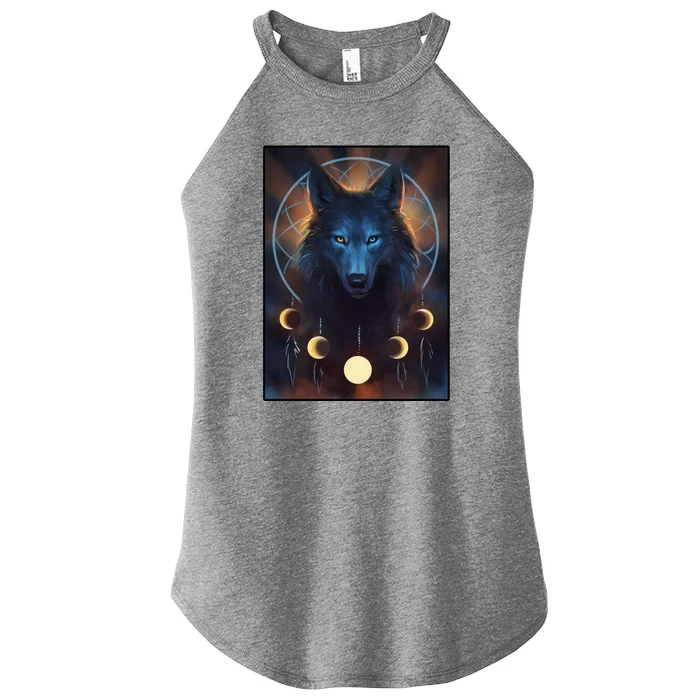 Wolf Dream Catcher Moon Phases Women’s Perfect Tri Rocker Tank