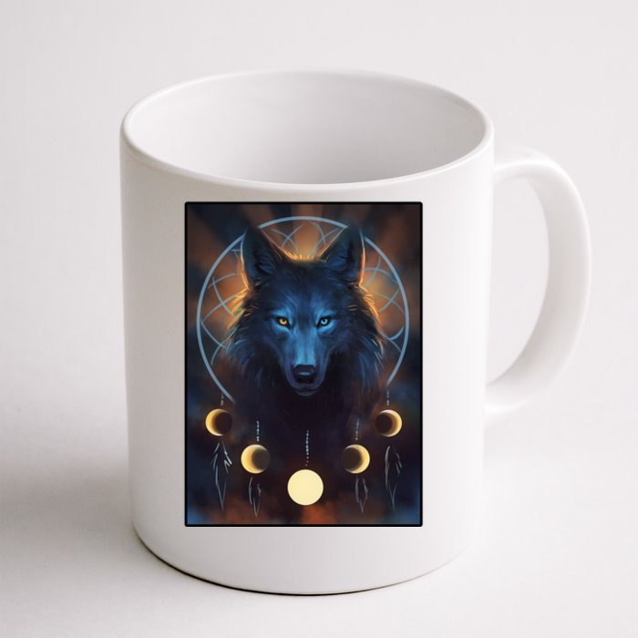 Wolf Dream Catcher Moon Phases Front & Back Coffee Mug