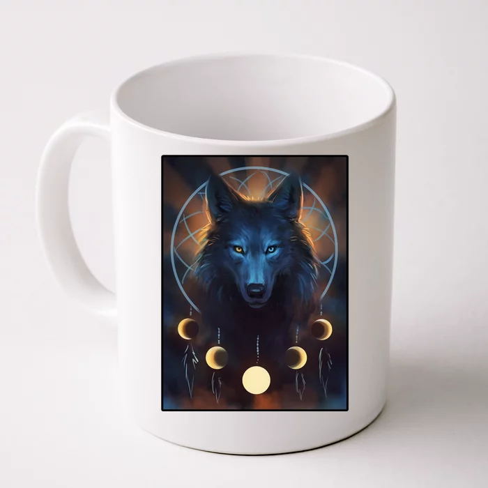 Wolf Dream Catcher Moon Phases Front & Back Coffee Mug