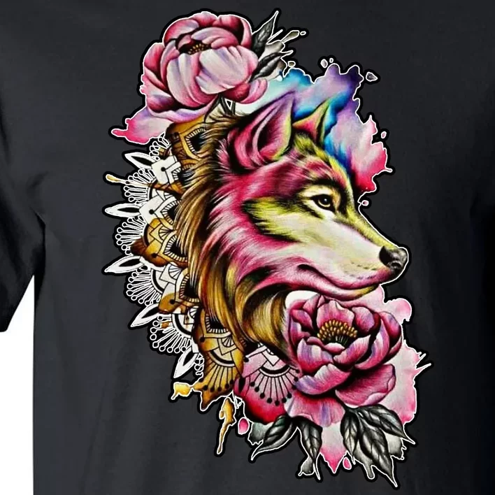 Wolf Flower Floral Cool Illustration Tall T-Shirt