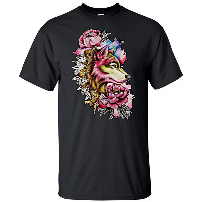 Wolf Flower Floral Cool Illustration Tall T-Shirt