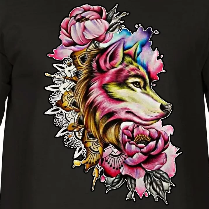 Wolf Flower Floral Cool Illustration Comfort Colors T-Shirt